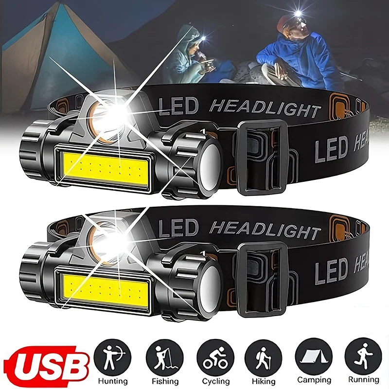 Fishing Headlamp - Linterna frontal LED COB recargable con