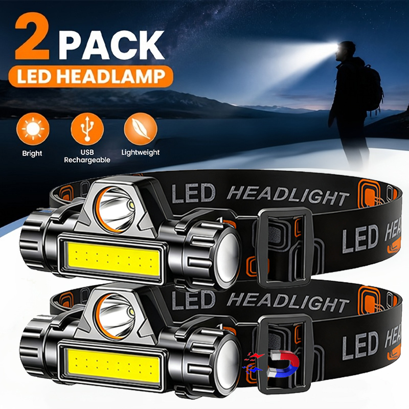 Fishing Headlamp - Linterna frontal LED superbrillante, recargable, resistente
